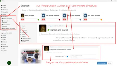 Gruppierung von Charakteren, Orten und Objekten